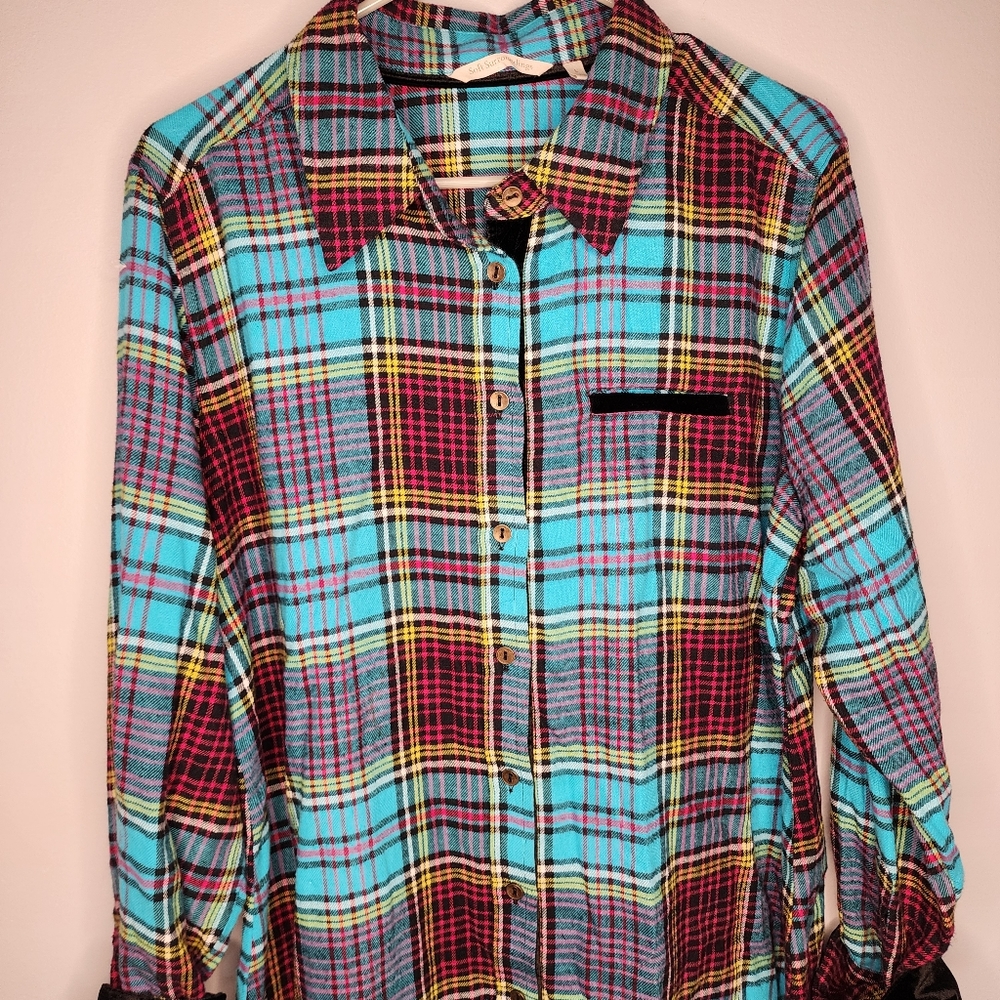 Soft Surroundings Multicolored Button Down Flanne… - image 6